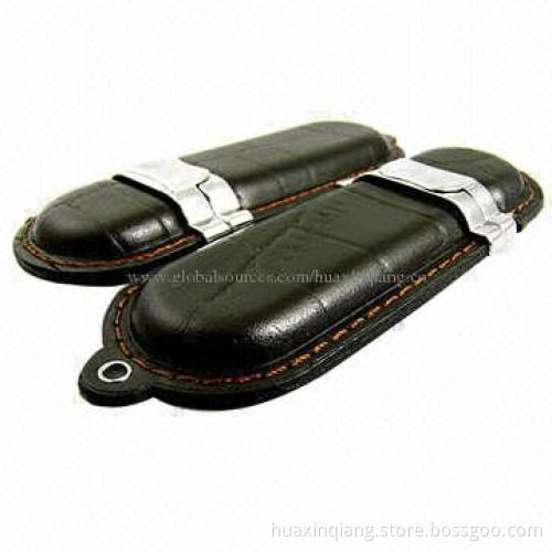 USB Memory Drives, Leather+Metal Material, 512MB-64GB Capacity, Logo Design, 5-year Warranty, USB2.0